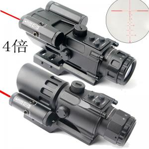 4x32下激光棱鏡帶紅激光瞄準鏡可調節分化亮度20mm夾口適用